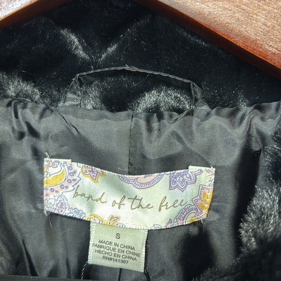 Band of the free Val collard black stunning fir coat jacket Small - Picture 4 of 11